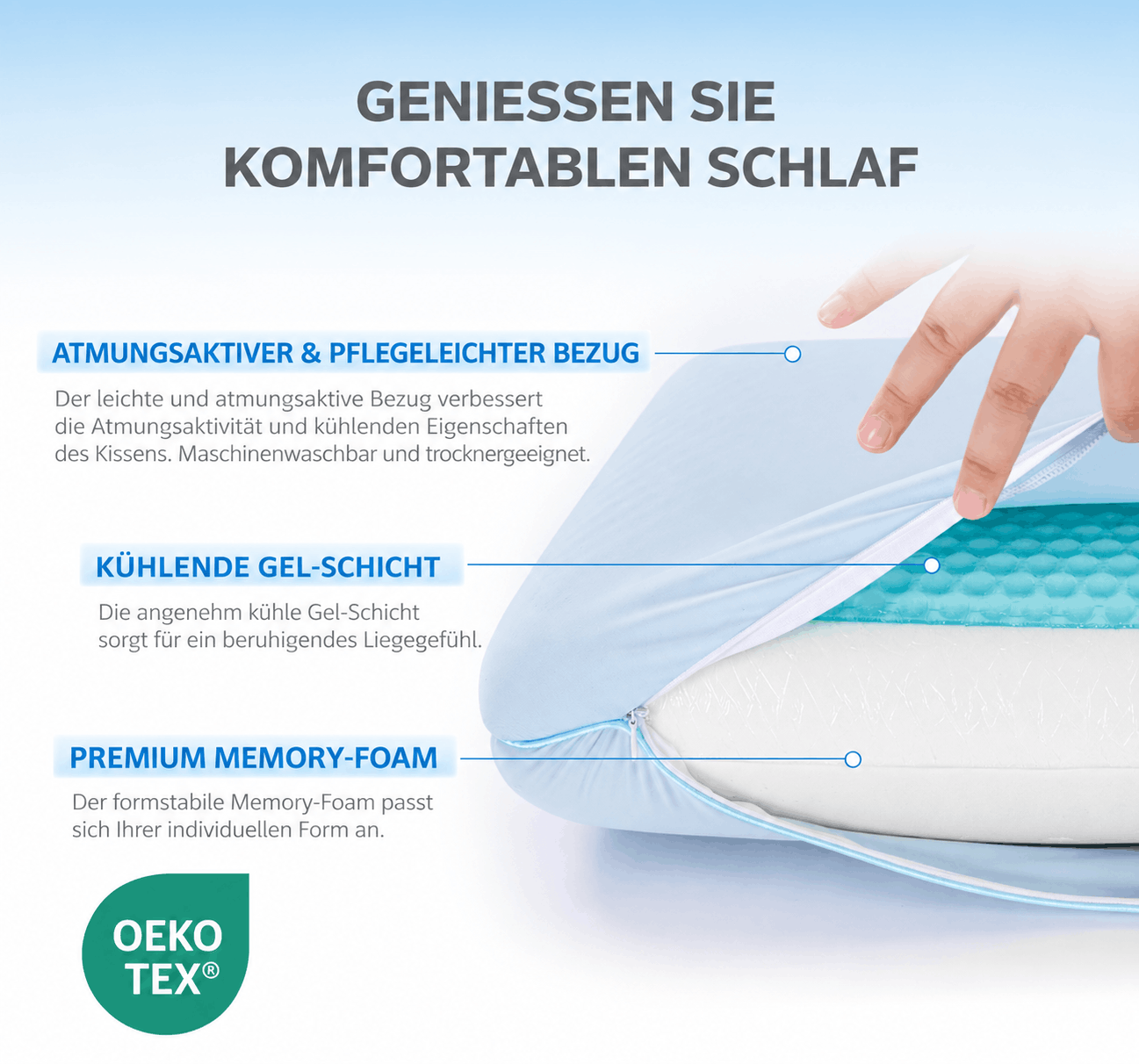 Kühlendes Memory-Foam-Kissen CoolCloud