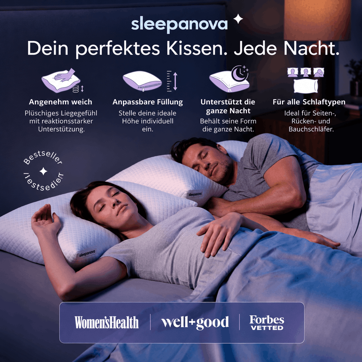 Höhenverstellbares Memory-Foam-Kissen FlexCloud